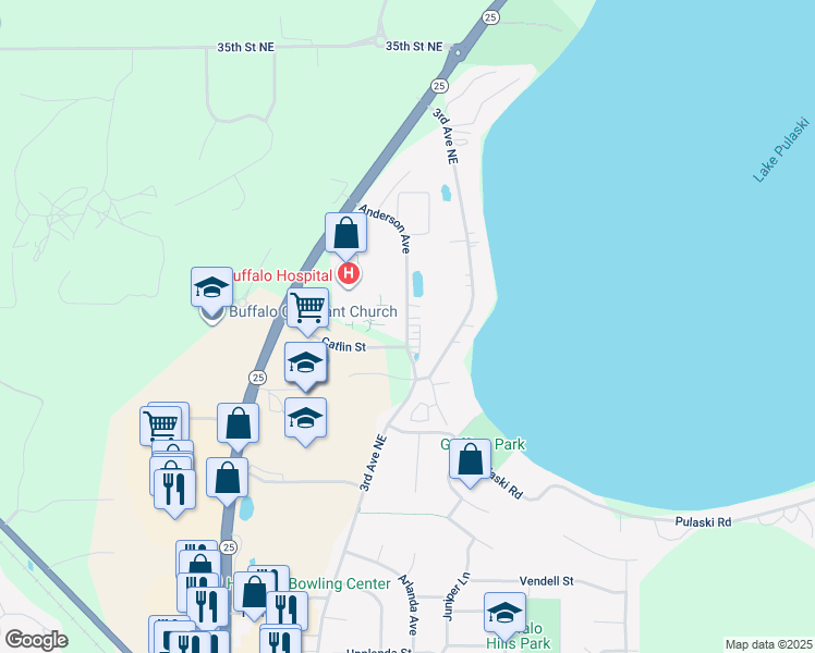 map of restaurants, bars, coffee shops, grocery stores, and more near 1504 Anderson Avenue in Buffalo