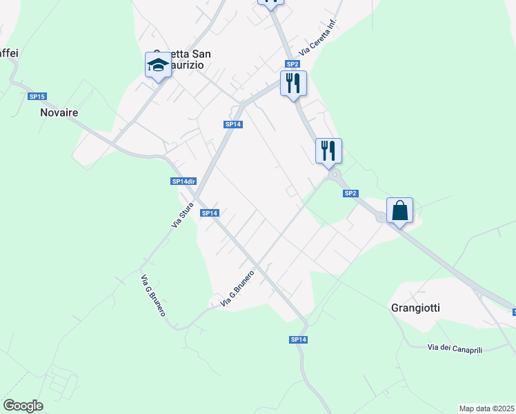 map of restaurants, bars, coffee shops, grocery stores, and more near 175 Via G. Cubito in Città Metropolitana di Torino