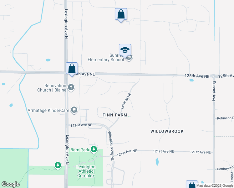 map of restaurants, bars, coffee shops, grocery stores, and more near 4520 124th CT NE in Blaine