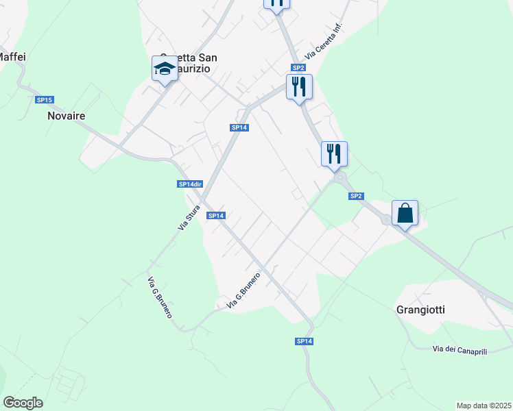 map of restaurants, bars, coffee shops, grocery stores, and more near 175 Via G. Cubito in Città Metropolitana di Torino