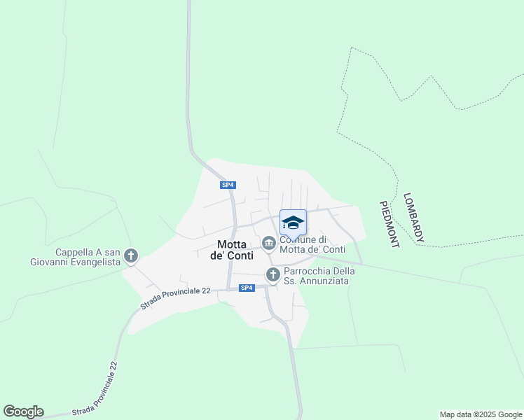 map of restaurants, bars, coffee shops, grocery stores, and more near 37 Vicolo Giovanna Vialardi in Motta de' Conti