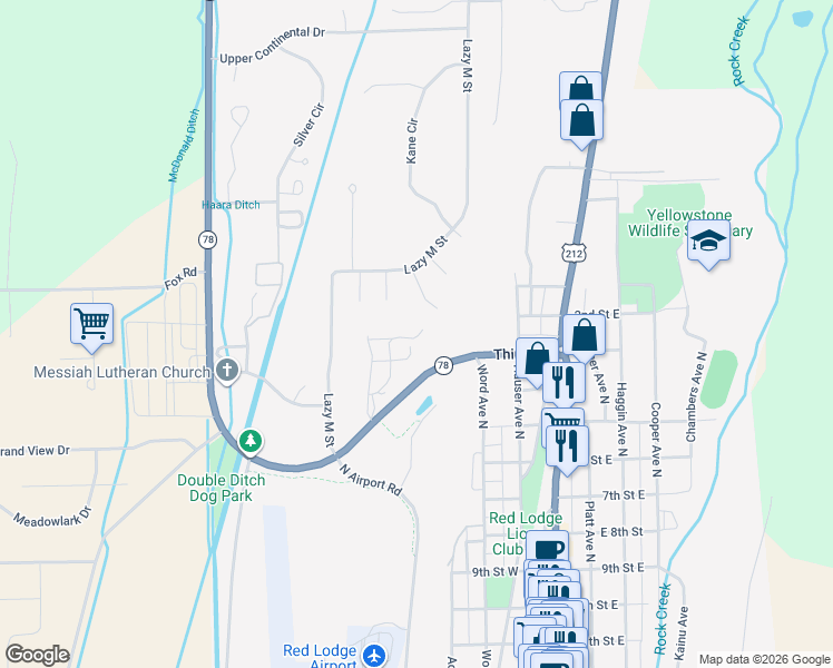 map of restaurants, bars, coffee shops, grocery stores, and more near 201-499 3rd St in Red Lodge