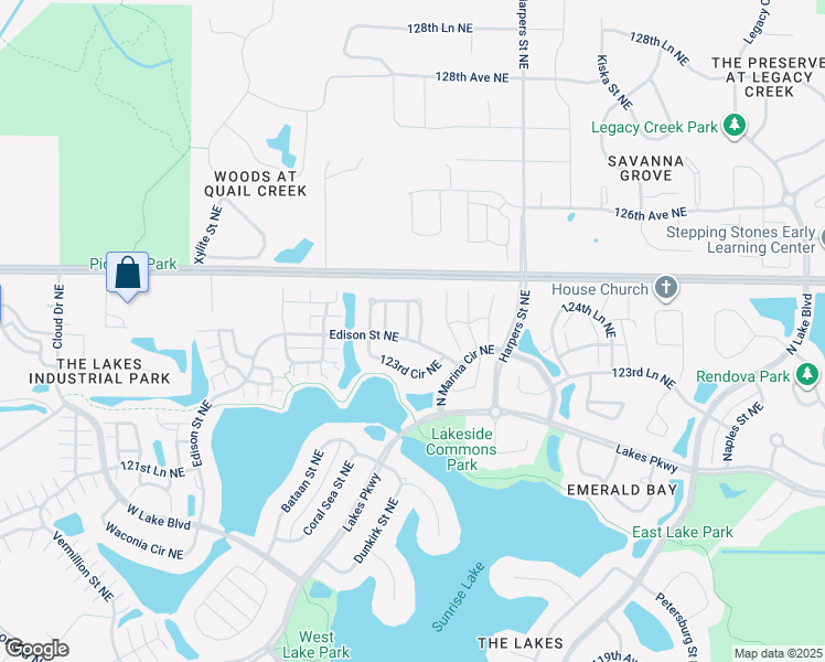 map of restaurants, bars, coffee shops, grocery stores, and more near 12361 Edison Street Northeast in Blaine