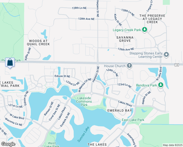 map of restaurants, bars, coffee shops, grocery stores, and more near 12379 Flintwood Street Northeast in Blaine