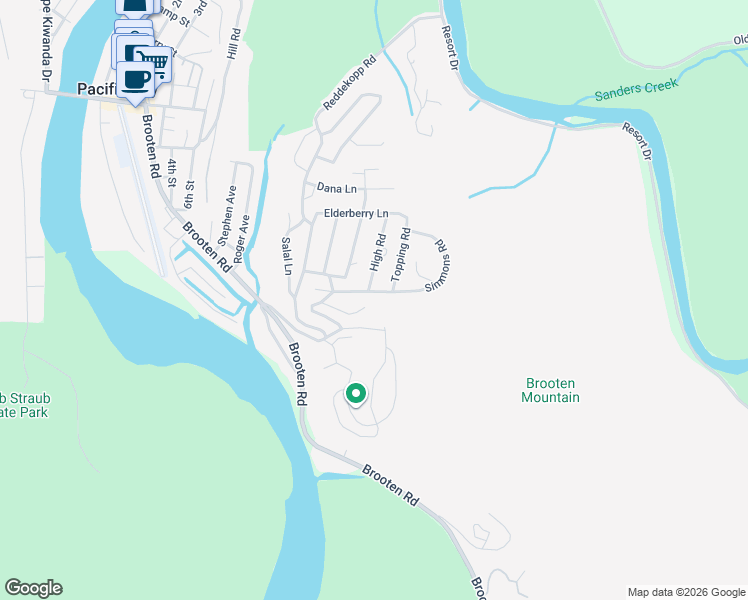 map of restaurants, bars, coffee shops, grocery stores, and more near 35620 High Road in Cloverdale