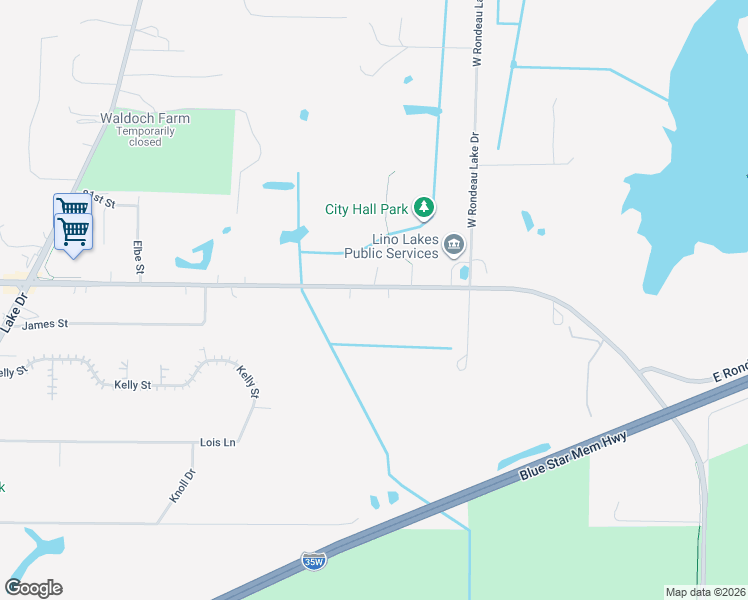 map of restaurants, bars, coffee shops, grocery stores, and more near 1157 Main Street in Circle Pines
