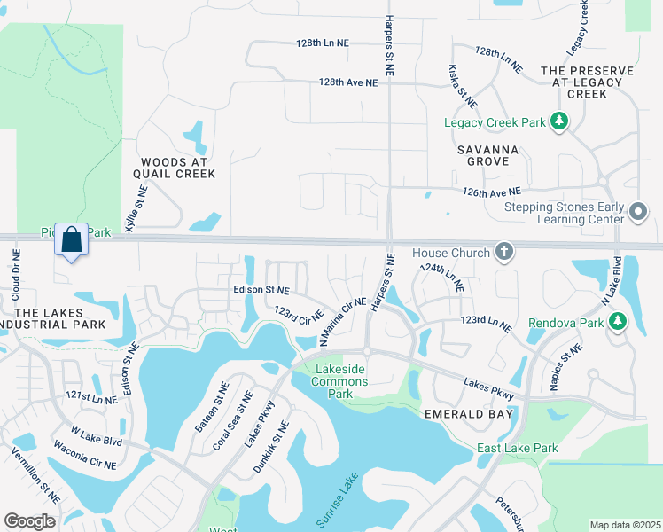 map of restaurants, bars, coffee shops, grocery stores, and more near 12438 Flanders Court Northeast in Blaine