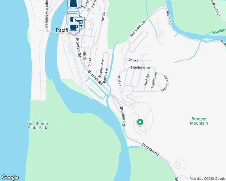 map of restaurants, bars, coffee shops, grocery stores, and more near 35787 Brooten Road in Pacific City