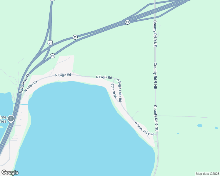 map of restaurants, bars, coffee shops, grocery stores, and more near 7460 36th Street Northeast in Willmar