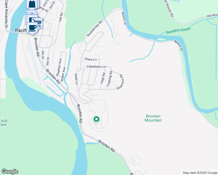 map of restaurants, bars, coffee shops, grocery stores, and more near 7500 East Summit Road in Pacific City