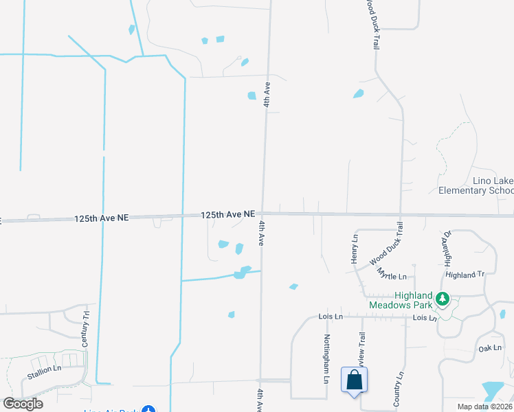 map of restaurants, bars, coffee shops, grocery stores, and more near 8003 4th Avenue in Lino Lakes