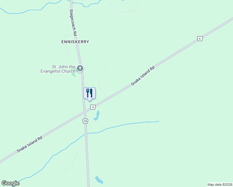 map of restaurants, bars, coffee shops, grocery stores, and more near Snake Island Road in Ottawa