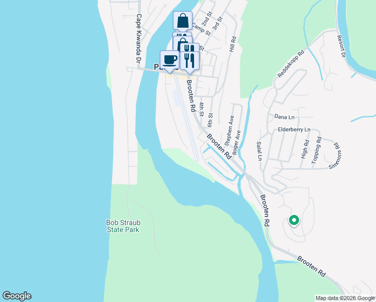 map of restaurants, bars, coffee shops, grocery stores, and more near 35505 Rueppel Avenue in Pacific City