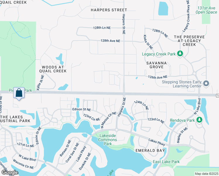 map of restaurants, bars, coffee shops, grocery stores, and more near 3001 125th Avenue Northeast in Blaine