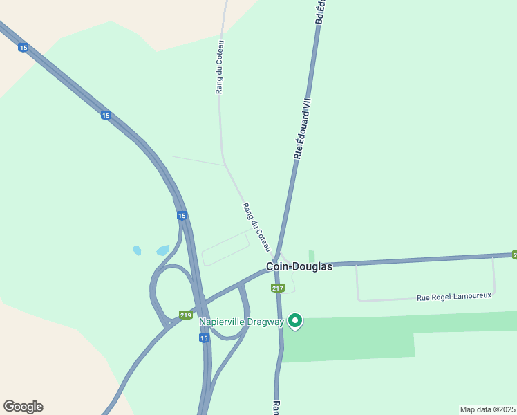 map of restaurants, bars, coffee shops, grocery stores, and more near 425 Québec 219 in Napierville