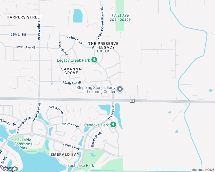 map of restaurants, bars, coffee shops, grocery stores, and more near 3440 125th Drive Northeast in Blaine