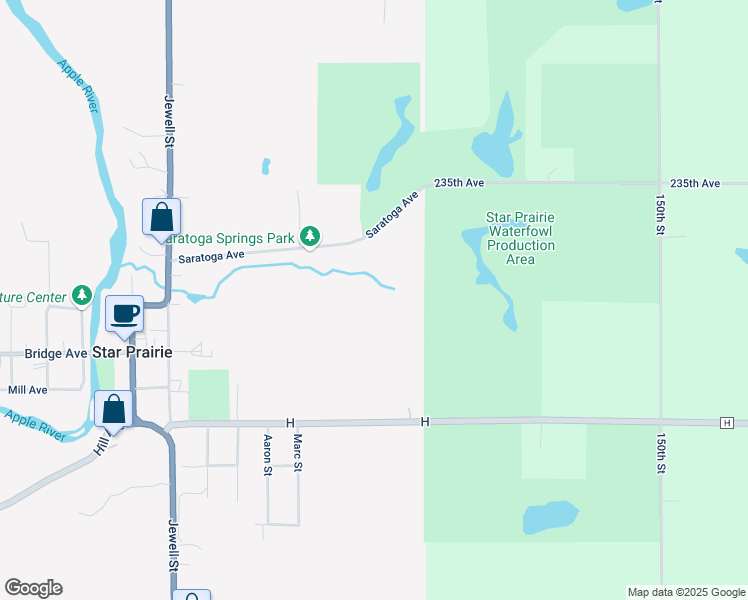 map of restaurants, bars, coffee shops, grocery stores, and more near in Star Prairie