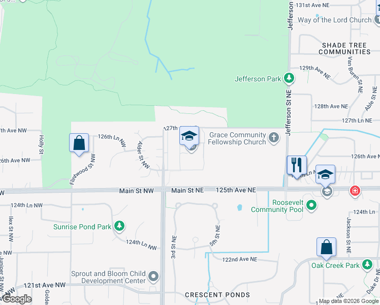 map of restaurants, bars, coffee shops, grocery stores, and more near 12555 University Avenue Northeast in Minneapolis