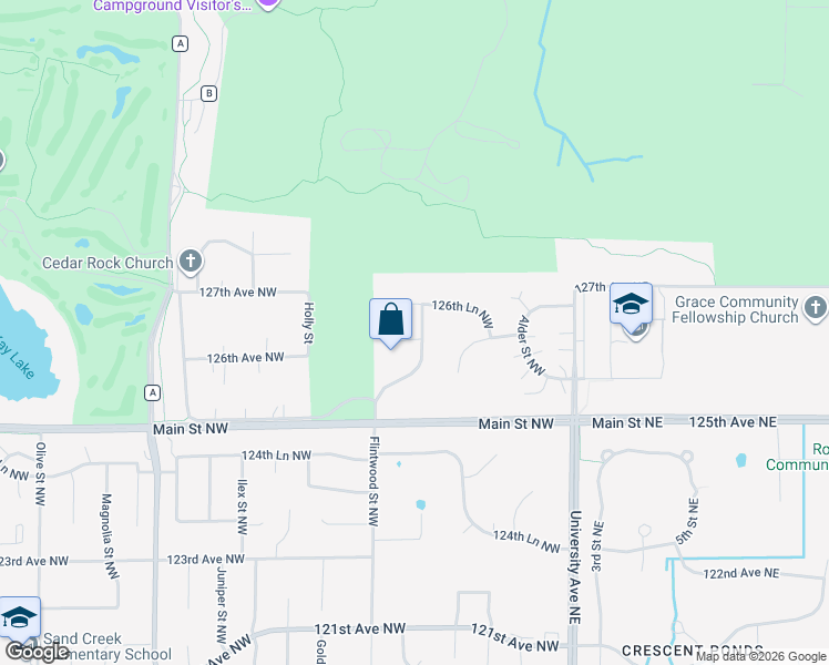 map of restaurants, bars, coffee shops, grocery stores, and more near 12615 Flintwood Street Northwest in Minneapolis