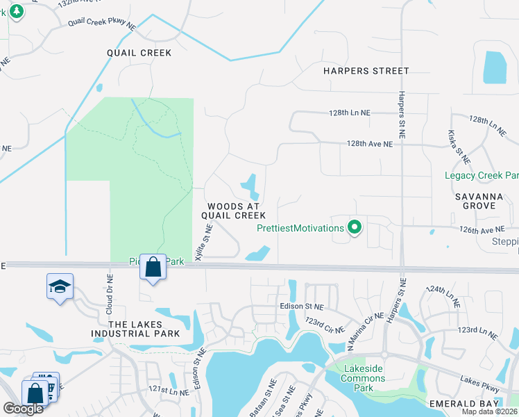 map of restaurants, bars, coffee shops, grocery stores, and more near 12749 Alamo Street Northeast in Minneapolis