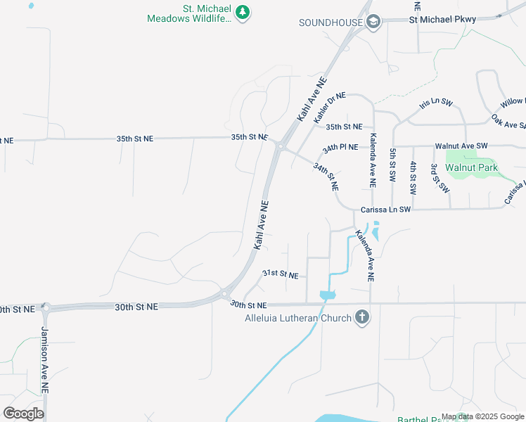 map of restaurants, bars, coffee shops, grocery stores, and more near 3253 Kahl Avenue Northeast in Saint Michael