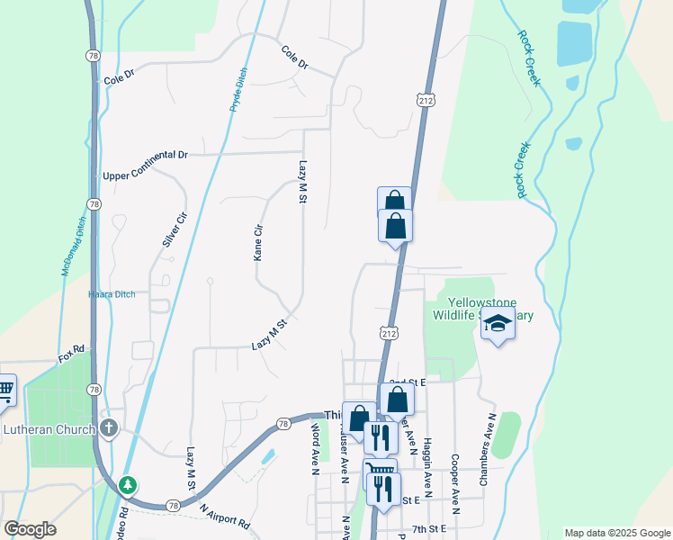 map of restaurants, bars, coffee shops, grocery stores, and more near 7049 U.S. 212 in Red Lodge