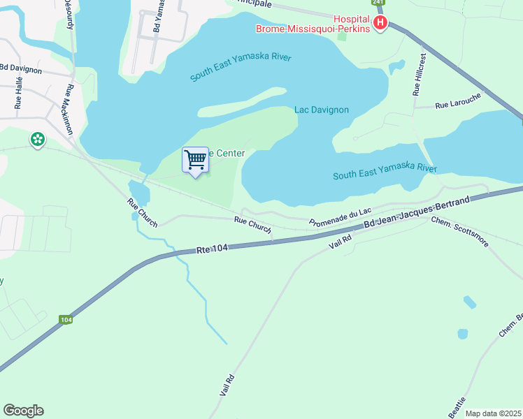 map of restaurants, bars, coffee shops, grocery stores, and more near 769 Promenade du Lac in Cowansville