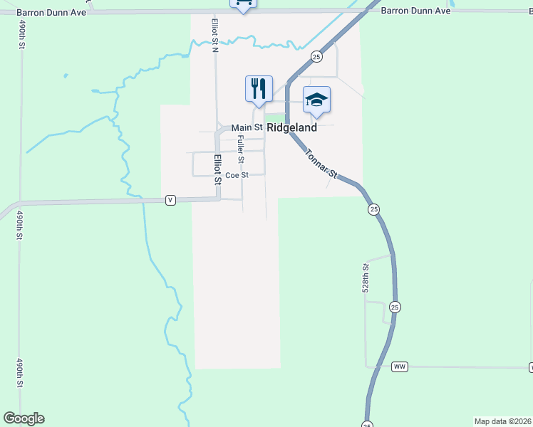 map of restaurants, bars, coffee shops, grocery stores, and more near 409 Diamond Street in Ridgeland