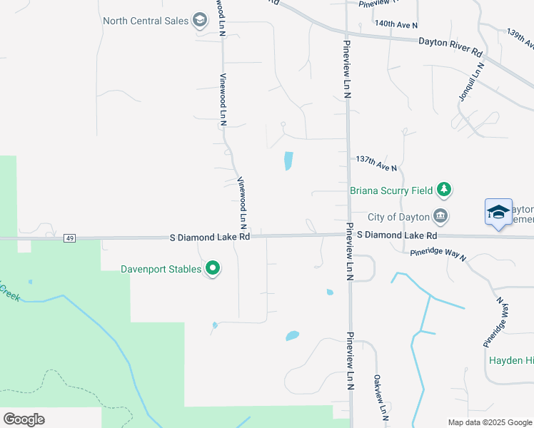 map of restaurants, bars, coffee shops, grocery stores, and more near 13130 South Diamond Lake Road in Dayton