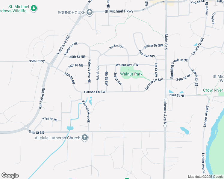 map of restaurants, bars, coffee shops, grocery stores, and more near 320 Carissa Lane Southwest in Saint Michael