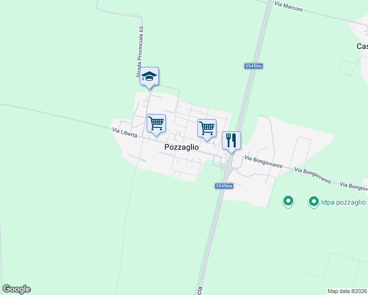 map of restaurants, bars, coffee shops, grocery stores, and more near in Pozzaglio Ed Uniti