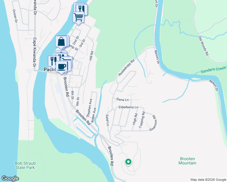 map of restaurants, bars, coffee shops, grocery stores, and more near 35230 Reddekopp Road in Cloverdale