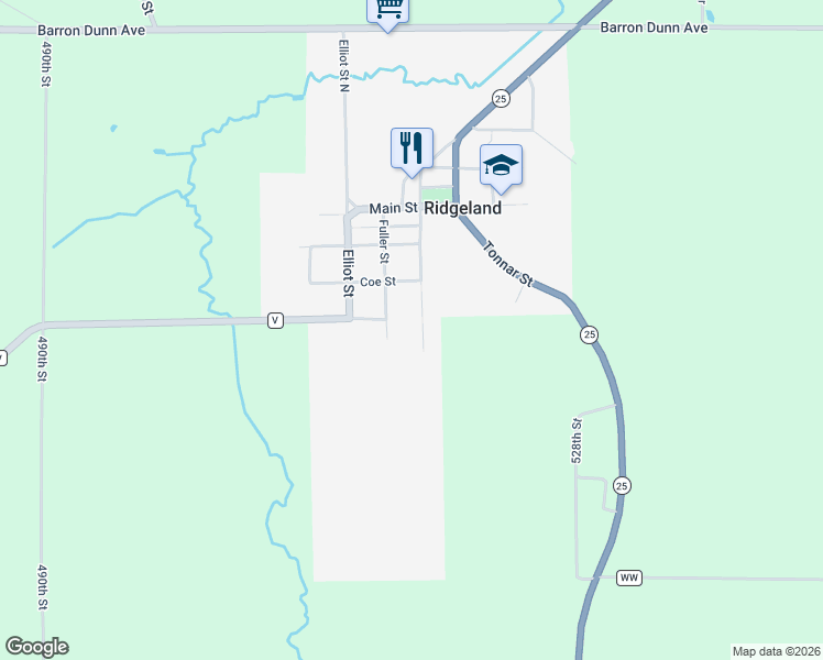 map of restaurants, bars, coffee shops, grocery stores, and more near 409 Diamond Street in Ridgeland