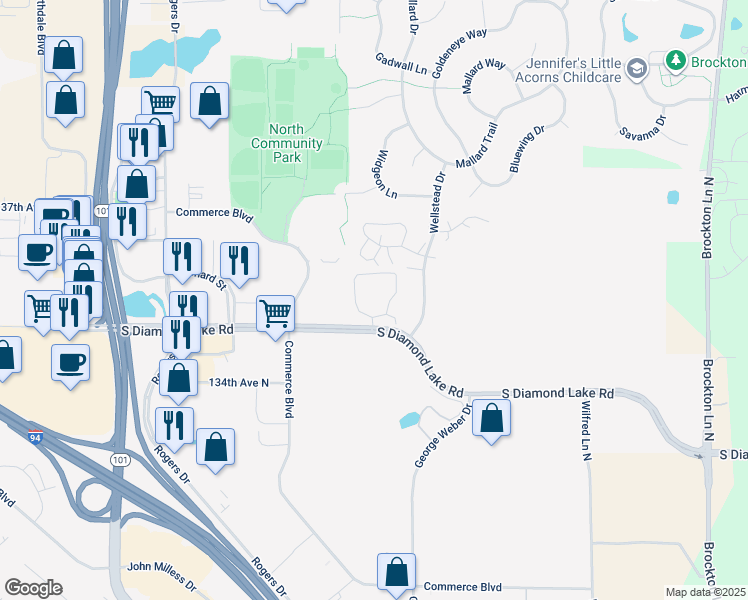 map of restaurants, bars, coffee shops, grocery stores, and more near 13612 Autumn Way in Rogers
