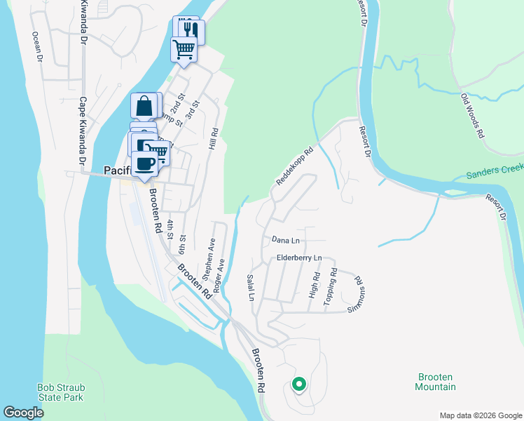 map of restaurants, bars, coffee shops, grocery stores, and more near 35230 Reddekopp Road in Cloverdale