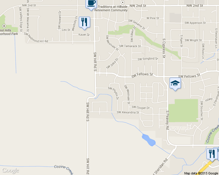 map of restaurants, bars, coffee shops, grocery stores, and more near 1170 Southwest Marie Drive in McMinnville