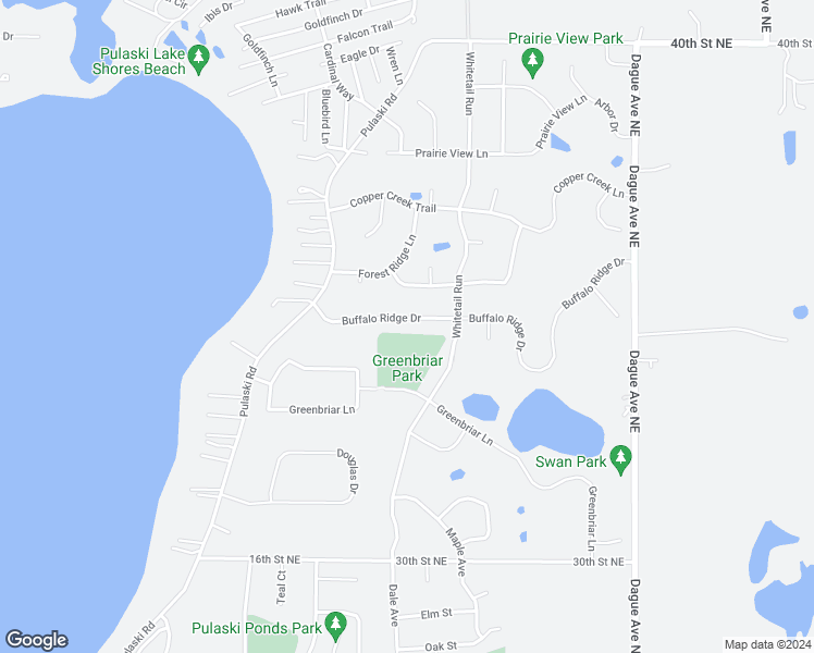 map of restaurants, bars, coffee shops, grocery stores, and more near 2200 Buffalo Ridge Drive in Buffalo