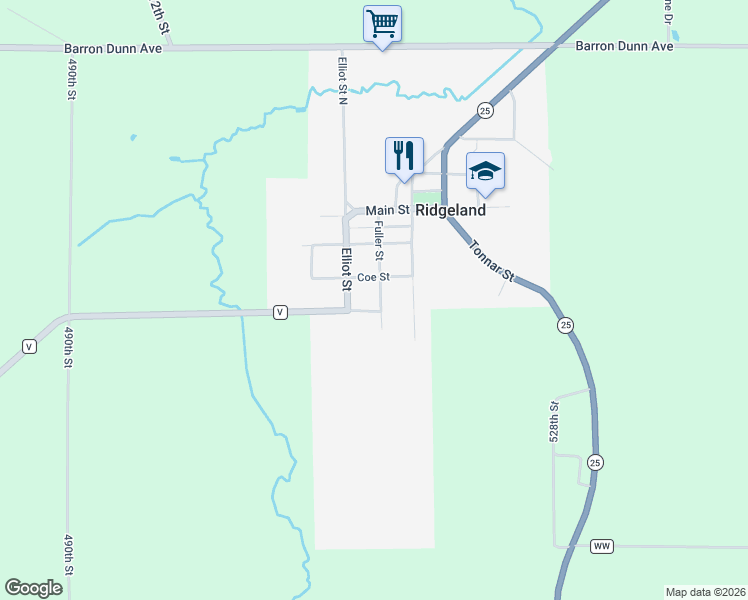 map of restaurants, bars, coffee shops, grocery stores, and more near 315 Fuller Street in Ridgeland