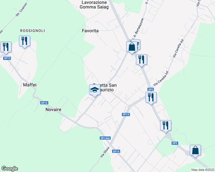 map of restaurants, bars, coffee shops, grocery stores, and more near 81 Via Cavaliere G. Brunetto in San Maurizio Canavese