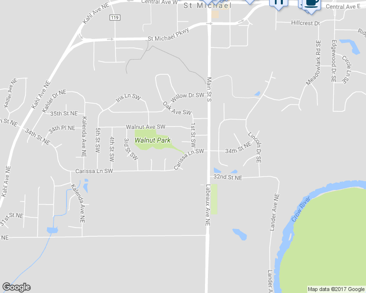 map of restaurants, bars, coffee shops, grocery stores, and more near 504 Maren Circle Southwest in Saint Michael