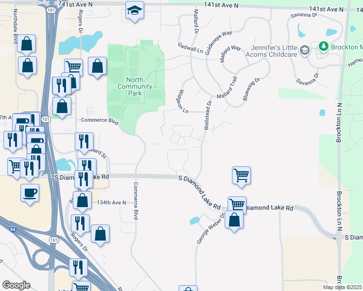 map of restaurants, bars, coffee shops, grocery stores, and more near 13612 Autumn Way in Rogers