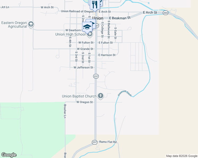 map of restaurants, bars, coffee shops, grocery stores, and more near 1091 South Main Street in Union