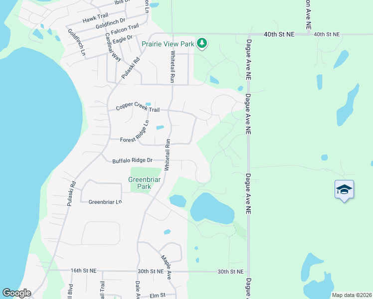map of restaurants, bars, coffee shops, grocery stores, and more near 2407 Buffalo Ridge Drive in Buffalo