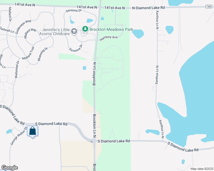 map of restaurants, bars, coffee shops, grocery stores, and more near 13700 Brockton Lane North in Rogers
