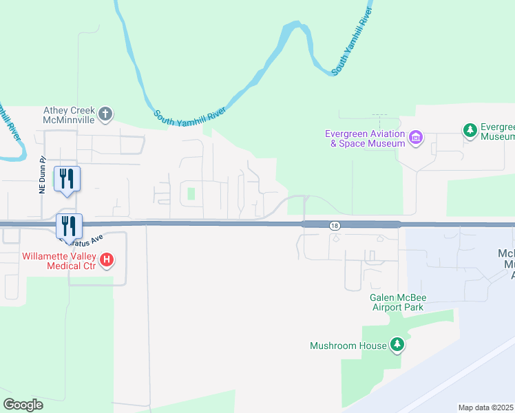 map of restaurants, bars, coffee shops, grocery stores, and more near 3001-3271 Northeast Three Mile Lane in McMinnville
