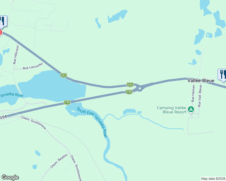 map of restaurants, bars, coffee shops, grocery stores, and more near 1340 Rue Principale in Cowansville