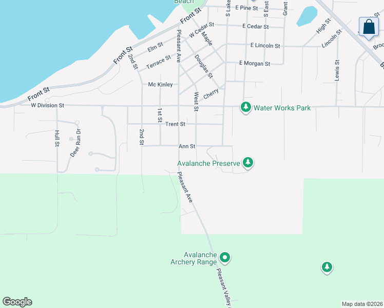 map of restaurants, bars, coffee shops, grocery stores, and more near 1101 Pleasant Avenue in Boyne City