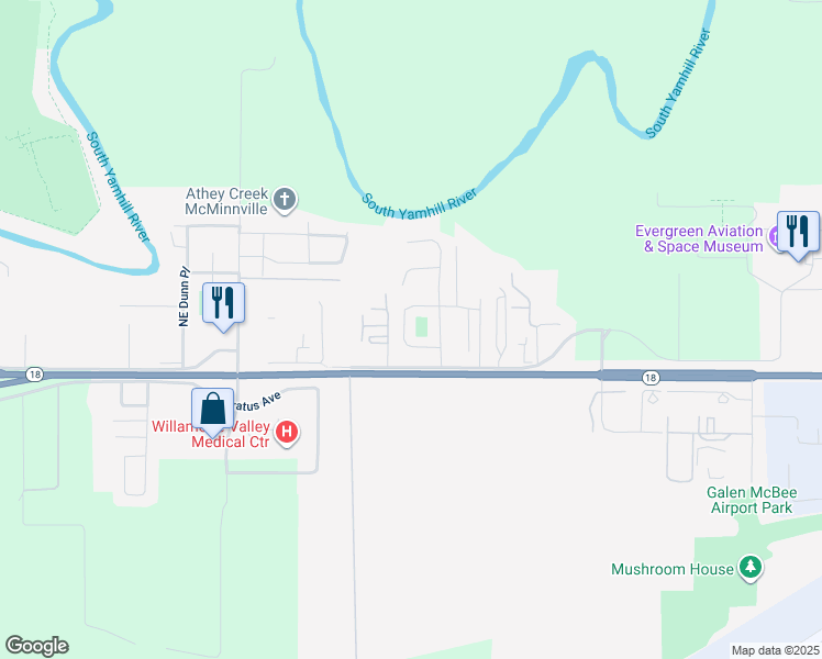 map of restaurants, bars, coffee shops, grocery stores, and more near 114 East Kingwood Drive in McMinnville