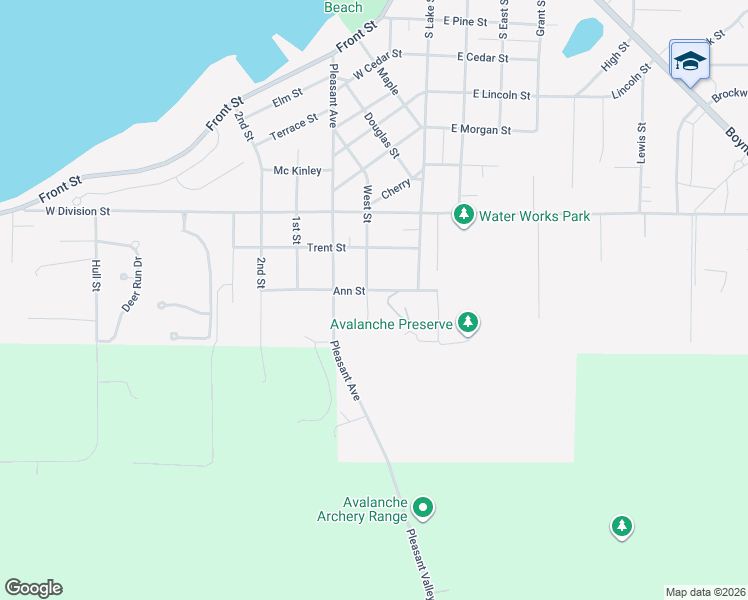 map of restaurants, bars, coffee shops, grocery stores, and more near 129-199 Ann Street in Boyne City