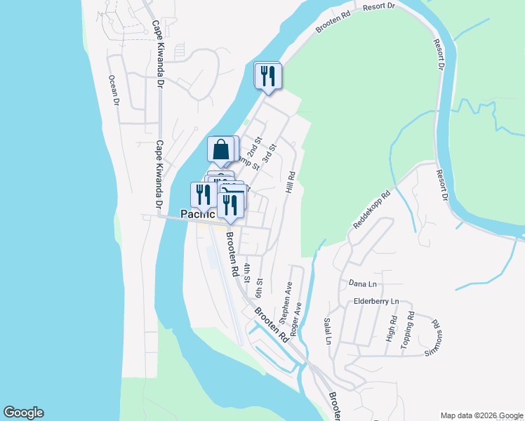 map of restaurants, bars, coffee shops, grocery stores, and more near 39900 5th Street in Cloverdale